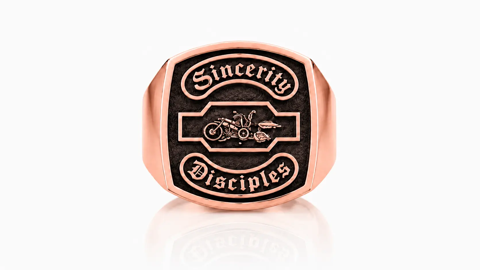 Personalized Motorcycle Club Ring-Custom Biker Signet Ring for Men